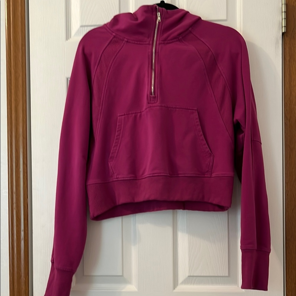 Pink Long Sleeve Cropped Hoodie Sweatshirt